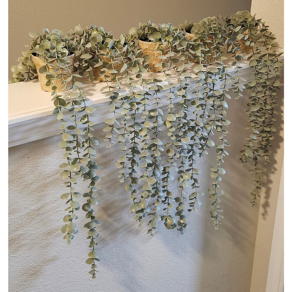 IKEA FEJKA Artificial Plant Hanging Eucalyptus, Hand Painted Pot (Set of 5)